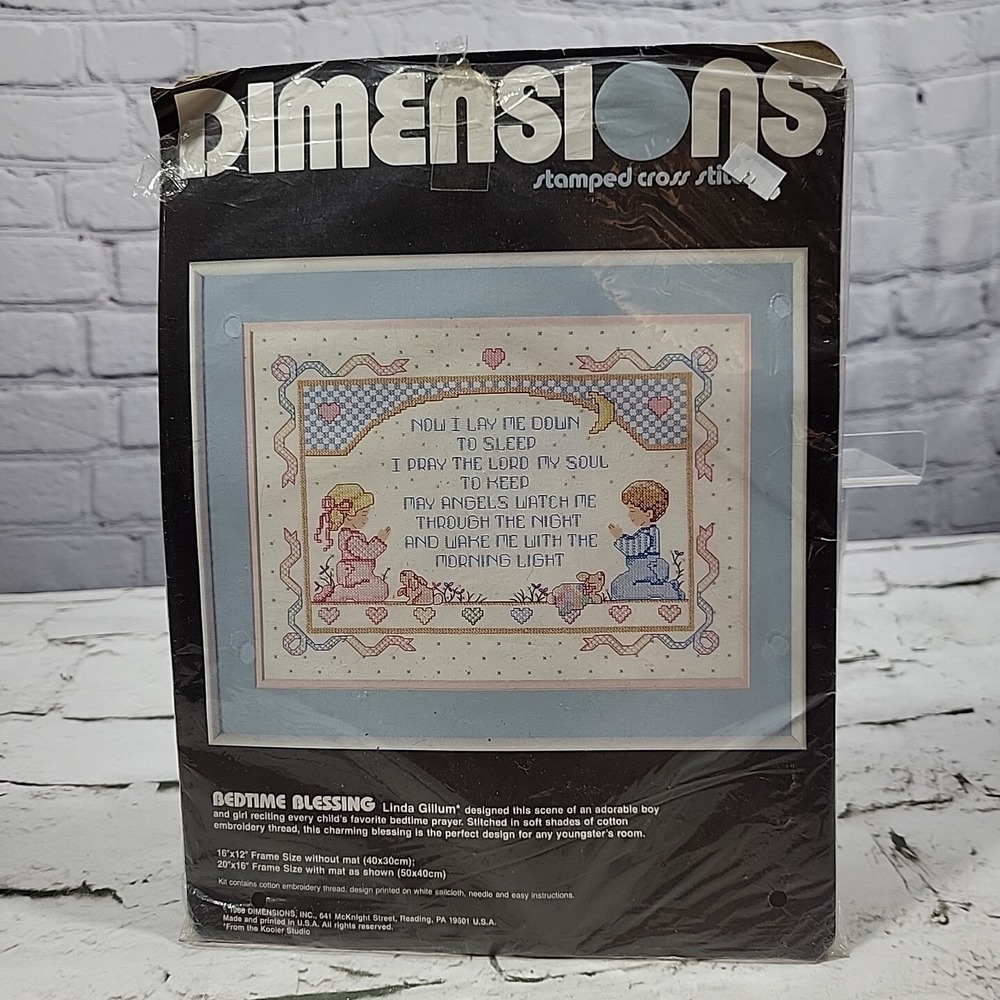 Vintage‎ 80s Dimensions Cross-Stitch Kit Bedtime Blessing Started Project